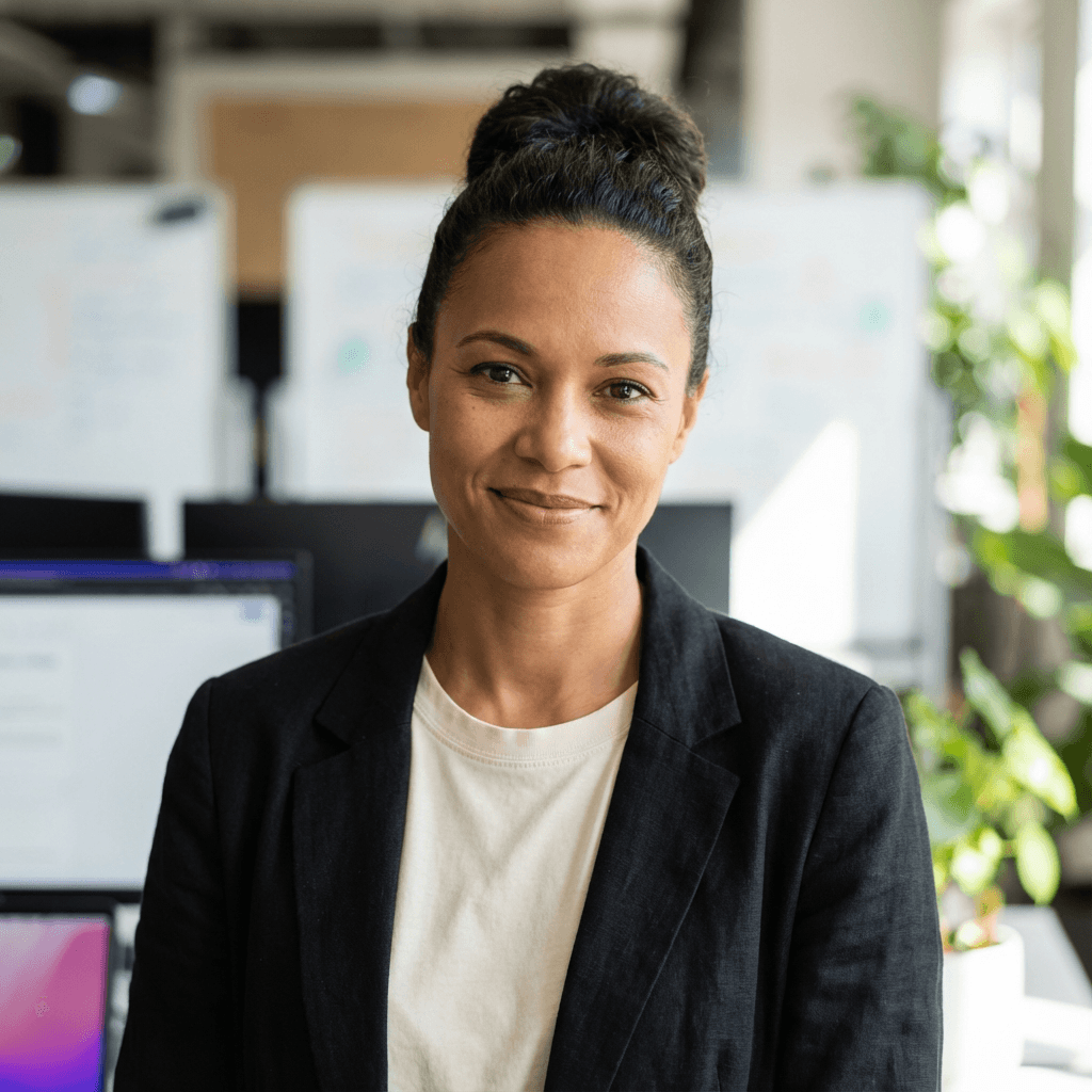 Female fleet manager in her early 40s, Black, professional approachable demeanor